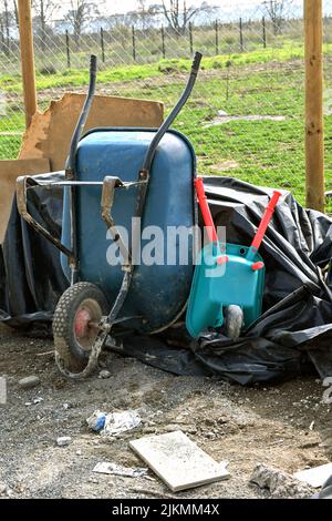 Wheelbarrows for field work in Chile Stock Photo