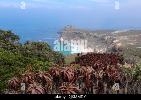 View of Diaz Beach at the Cape Point National Park in Cape Town South Africa Stock Photo