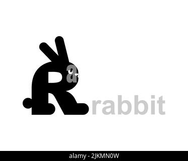 Rabbit sign lettering letter R. Vector illustration Stock Vector