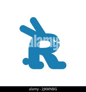 Rabbit sign lettering letter R. Vector illustration Stock Vector