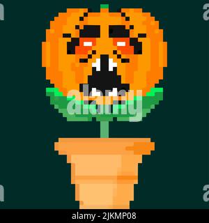 Jack olantern Halloween flower. Have a scary Halloween screaming loud Stock Vector