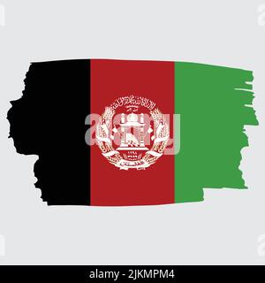 Flag of Afghanistan, Grunge Abstract Brush Stroke Isolated On A grey Background. Vector Illustration. National Flag In Grungy Style. Use For Brochures Stock Vector