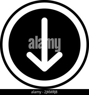 arrow down icon black vector illustration. Stock Vector