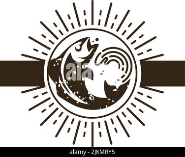 Vintage logo about fish and sea Stock Vector