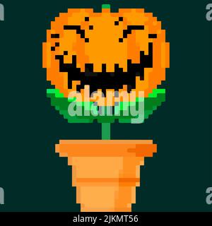 Jack olantern Halloween flower. Have a scary Halloween laughing hard Stock Vector