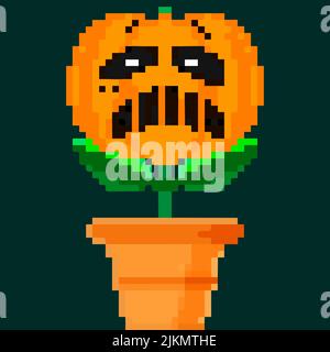 Jack olantern Halloween flower. Have a scary Halloween screaming Stock Vector