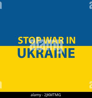 Stop war in Ukraine text flat color Stock Vector