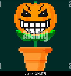 Jack olantern Halloween flower. Have a scary Halloween laughing Stock Vector