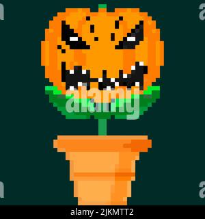 Jack olantern Halloween flower. Have a scary Halloween vampire Stock Vector