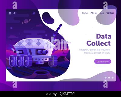 Space Banner with Moon Rover Exploring Surface Stock Vector