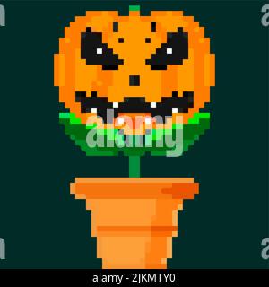 Jack olantern Halloween flower. Have a scary Halloween Devil Stock Vector
