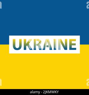 Ukraine text in Blue Yellow color Stock Vector