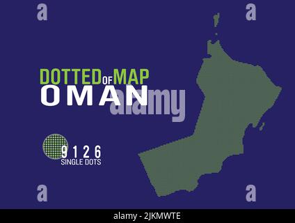 a detailed and dotted map of oman Stock Vector