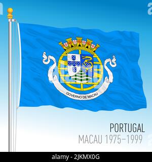 Portugal, historical flag of Macau, 1975 - 1999, asiatic country, vector illustration Stock Vector