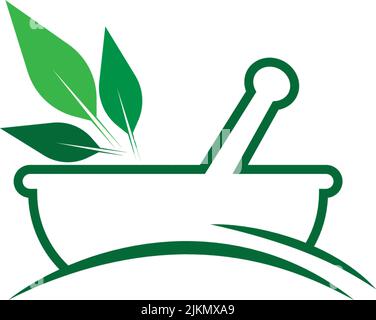 A company or brand logo of an eco bowl with a spoon on a white background Stock Vector