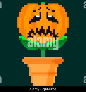 Jack olantern Halloween flower. Have a scary Halloween Upset Stock Vector