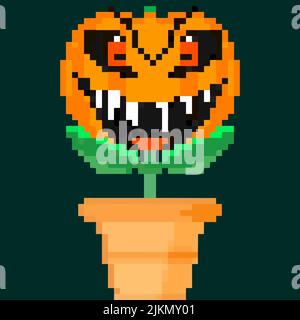 Jack olantern Halloween flower. Have a scary Halloween the devil himself Stock Vector