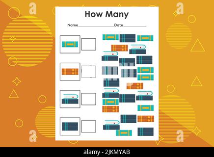 How many objects task. Educational children's game worksheet Stock Vector