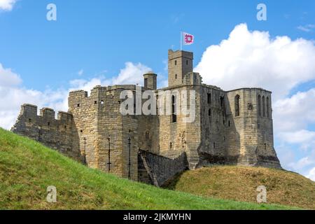 Keep of 12th century Warkworth Castle, Warkworth, Northumberland, England, United Kingdom Stock Photo