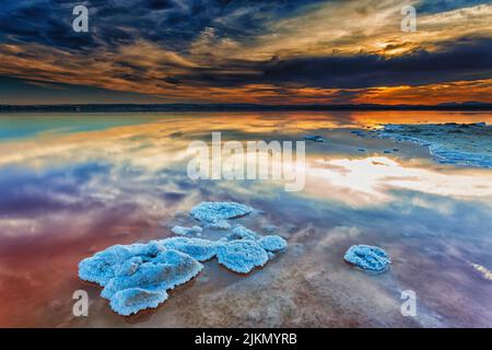 The mesmerizing sunset sky over the sea in the evening Stock Photo