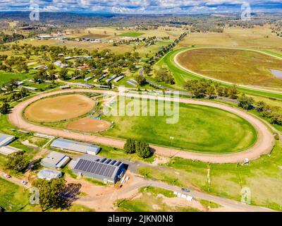 An aerial view of Inverell race track in Inverell, New South Wales, Australia Stock Photo