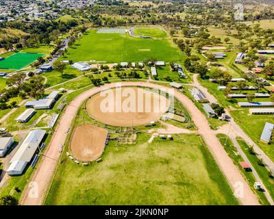 An aerial view of Inverell race track in Inverell, New South Wales, Australia Stock Photo