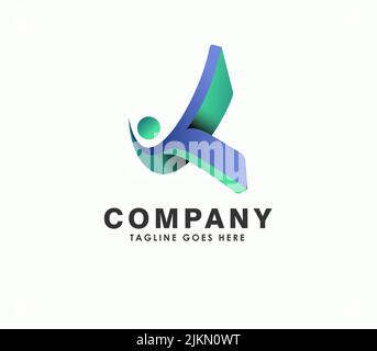 Blue letter K. three dimensional logo design template illustration Stock Vector