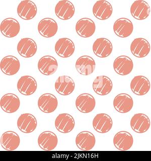 Hatched circle abstract pink peach seamless pattern for textile and packaging design Stock Vector