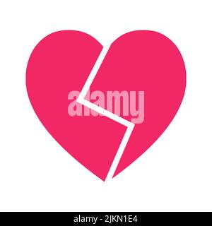 Broken heart vector illustration love symbol valentine. Divorce romance sign and separation isolated shape. Red feeling passion and sad marriage coupl Stock Vector