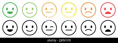 Face icon set. Satisfaction rating. Vector illustration Stock Vector