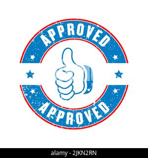 Approved rubber stamp vector illustration on white background. Approved vector stamp icon. Stock Vector