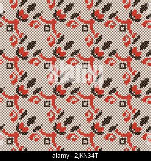 Cross stitch Ukrainian folk seamless vector pattern. Embroidery ethnic flower background Stock Vector