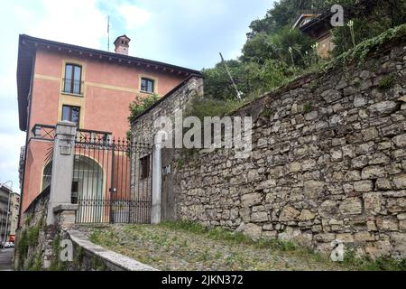 Stone ramp that leads to a mansion Stock Photo