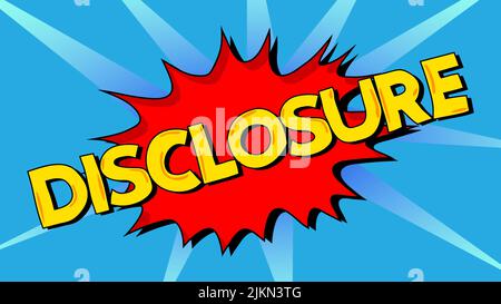 Disclosure. Word written with Children's font in cartoon style. Stock Vector