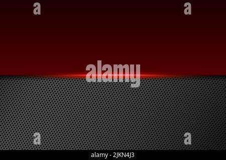 Abstract gamer background modern tech template design concept. Metallic red and black shiny color frame on carbon fiber. Vector graphic game presentation layout eps illustration Stock Vector