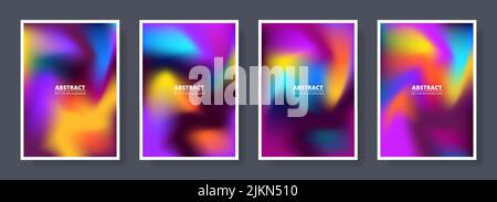 Set of blurred abstract backgrounds with bright multicolored gradient. Cover, poster or brochure colorful designs collection in A4 size. Vector Stock Vector