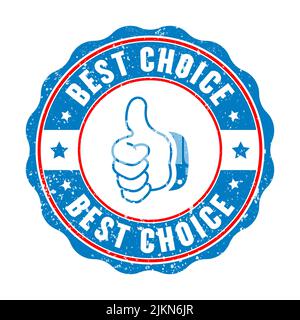 Best choice thumb rubber stamp vector illustration isolated on white background. stamp blue vector illustration. Stock Vector