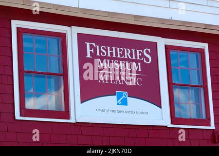 The Fisheries Museum of the Atlantic located in Lunenburg Nova Scotia commemorated the fishing heritage of Atlantic Canada.  It includes displays,acti Stock Photo