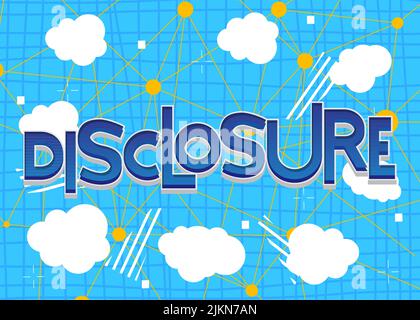 Disclosure. Word written with Children's font in cartoon style. Stock Vector