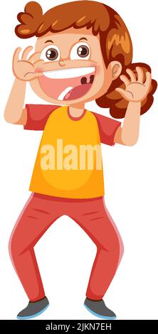 Naughty playful girl cartoon character illustration Stock Vector