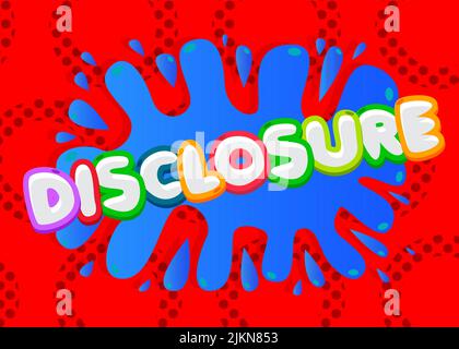 Disclosure. Word written with Children's font in cartoon style. Stock Vector