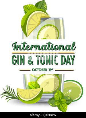 International Gin and Tonic Day Banner illustration Stock Vector