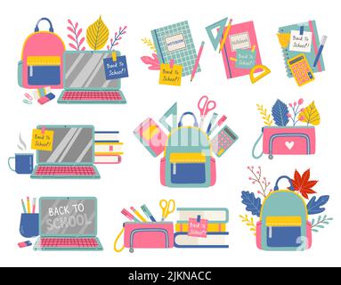 Set of school objects isolated vector illustration Stock Vector