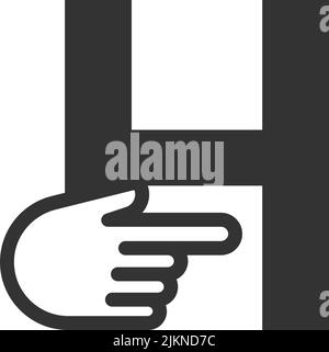 Letter combined with a hand cursor icon illustration template Stock Vector