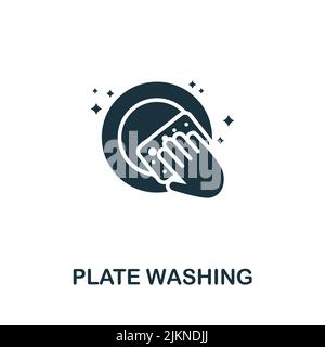 Plate Washing icon. Monochrome simple line Housekeeping icon for templates, web design and infographics Stock Vector