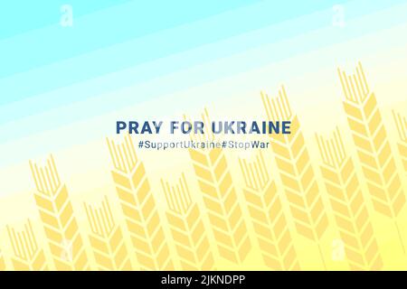 light background in support of ukraine yellow wheat ear on the background Stock Vector