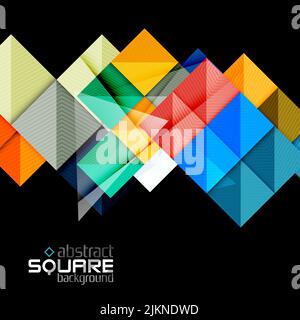 Glossy color squares on black. Geometric abstract background for your message. Vector Stock Vector