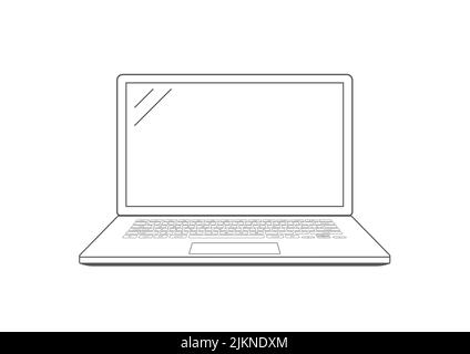 Continuous Line Drawing of Man Sitting Behind Laptop Computer Stock Vector  - Illustration of graphic, casual: 88084317