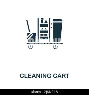 Cleaning Cart icon. Monochrome simple line Housekeeping icon for templates, web design and infographics Stock Vector