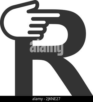 Letter combined with a hand cursor icon illustration template Stock Vector